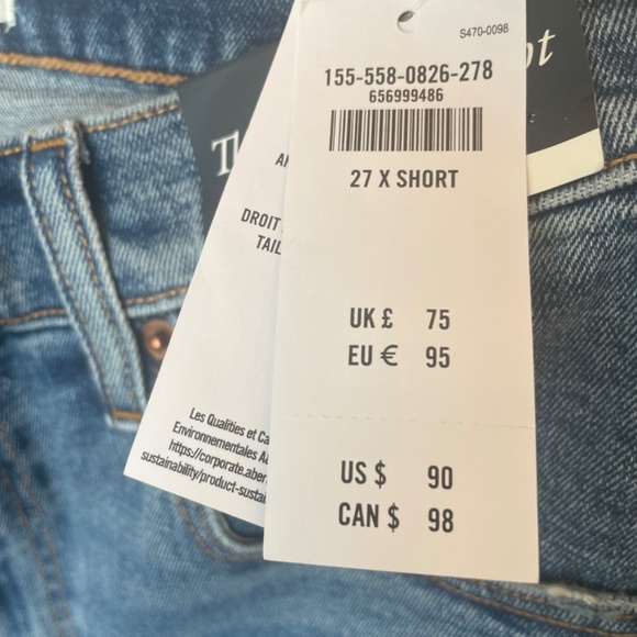 Brand New with Tags! Abercrombie Ankle Straight Curve Love - Picture 4 of 4